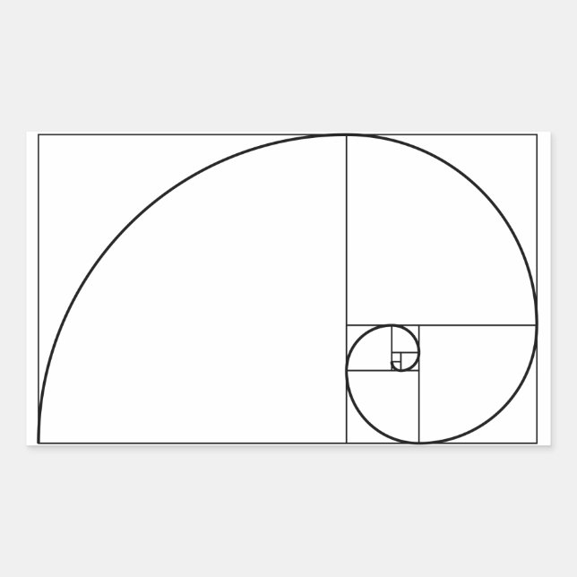 Fibonacci Spiral Golden Ratio Rectangular Sticker (Front)