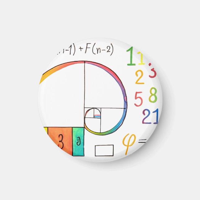 Fibonacci Spiral Magnet (Front)