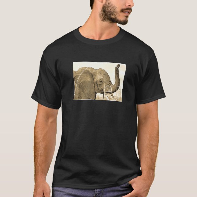 Fibonacci Spiral Math Golden Ratio Elephant T-Shirt (Front)