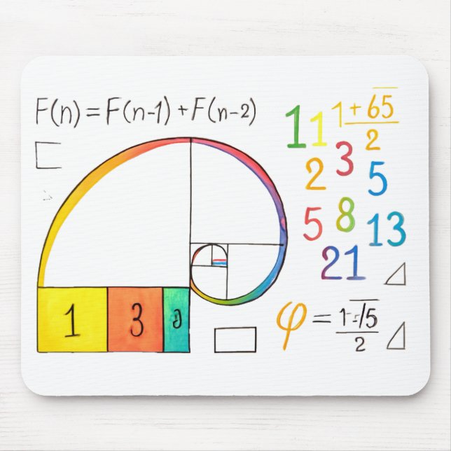 Fibonacci Spiral Math Mousepad (Front)