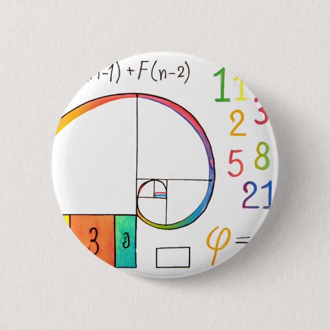 Fibonacci Spiral Pin Button (Front)