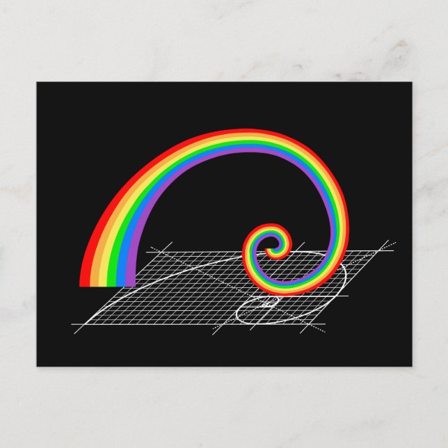 Fibonacci Spiral Rainbow Rising Postcard (Front)