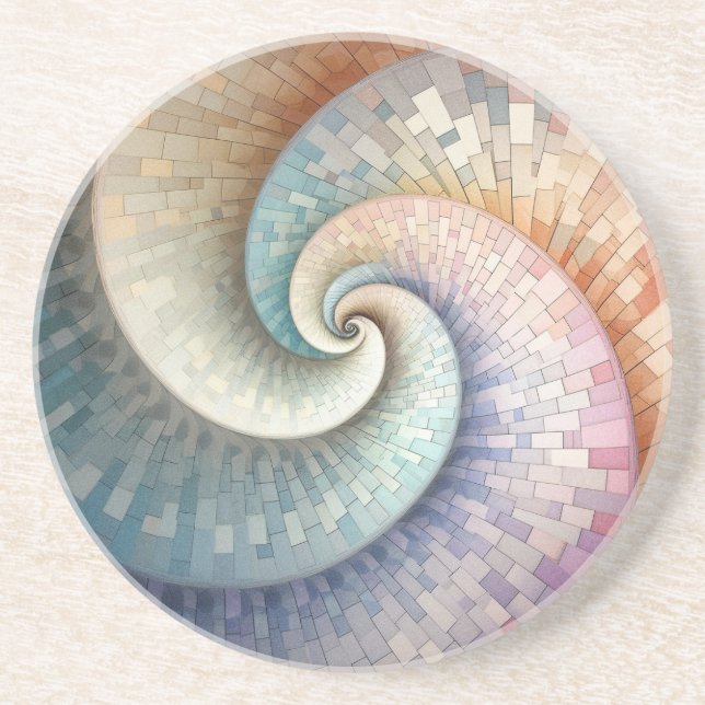 Fibonacci Spiral Sandstone Coaster (Front)