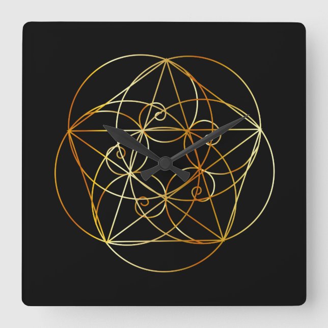 Fibonacci Spiral - The sacred geometry Square Wall Clock (Front)