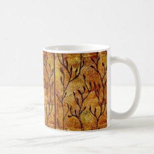 Fibre Art Hand Carved Leaves - Orange Tones Coffee Mug