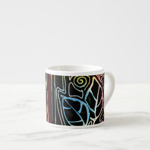 Fibre Art Hand Carved Leaves - Orange Tones Espresso Cup