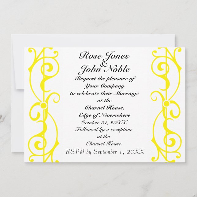 Fibril Ivory (Yellow) Wedding Invitation (Front)
