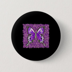 Fibro Lupus Stained Glass Butterfly Art Spoonie 6 Cm Round Badge