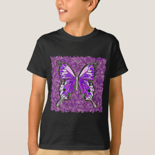 Fibro Lupus Stained Glass Butterfly Art Spoonie  T-Shirt
