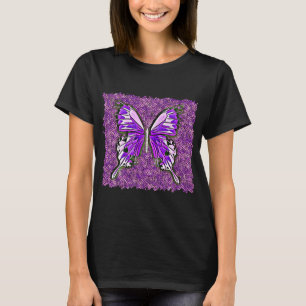 Fibro Lupus Stained Glass Butterfly Art Spoonie T-Shirt