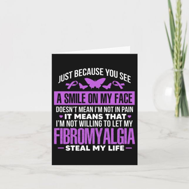Fibro Warrior Purple Ribbon Butterfly  Card (Front)