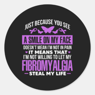 Fibro Warrior Purple Ribbon Butterfly  Classic Round Sticker