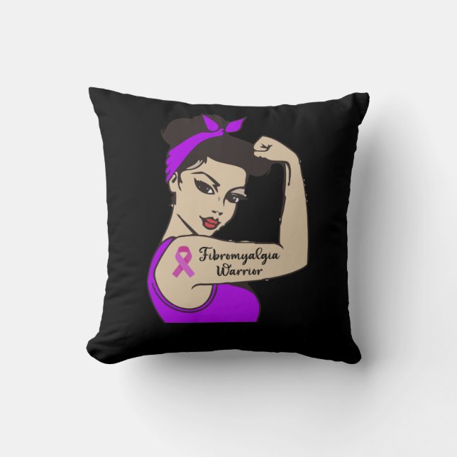 Fibro Warrior Unbreakable Fibromyalgia Awareness Cushion (Front)