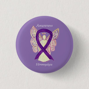 Fibromyalgia Awareness Angel Ribbon Custom Art Pin