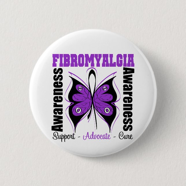 Fibromyalgia Awareness Butterfly 6 Cm Round Badge (Front)