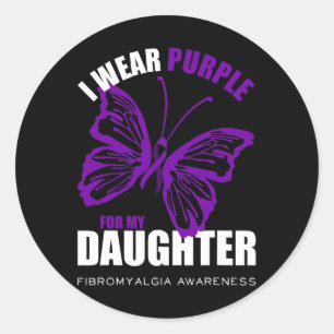 Fibromyalgia Awareness Butterfly Purple Ribbon Classic Round Sticker