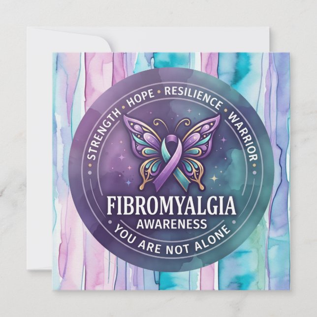 Fibromyalgia Awareness Butterfly Ribbon  Card (Front)