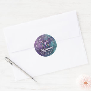 Fibromyalgia Awareness Butterfly Ribbon  Classic Round Sticker