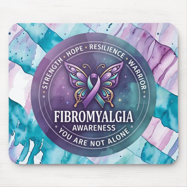Fibromyalgia Awareness Butterfly Ribbon  Mouse Mat (Front)