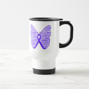 Fibromyalgia Awareness Butterfly Ribbon Travel Mug