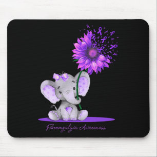 FIBROMYALGIA AWARENESS Cute Elephant Sunflower Pur Mouse Mat