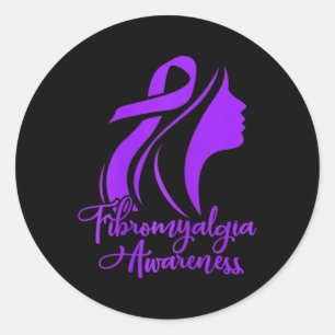 Fibromyalgia Awareness Fibro Warrior Purple Ribbon Classic Round Sticker