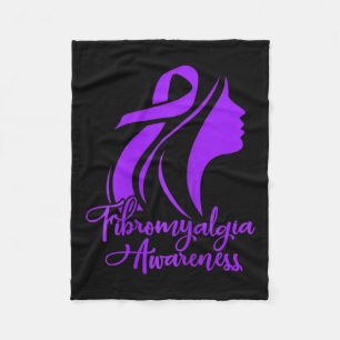 Fibromyalgia Awareness Fibro Warrior Purple Ribbon Fleece Blanket