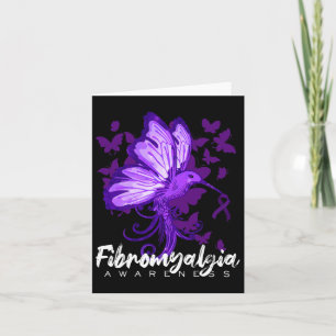 Fibromyalgia Awareness Hummingbird Holding Purple Card