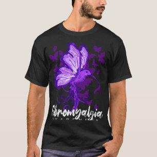 Fibromyalgia Awareness Hummingbird Holding Purple T-Shirt