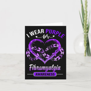Fibromyalgia Awareness I Wear Purple Butterfly Hea Card