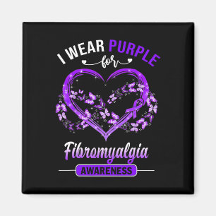 Fibromyalgia Awareness I Wear Purple Butterfly Hea Magnet