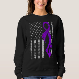 Fibromyalgia Awareness I Wear Purple Ribbon Americ Sweatshirt