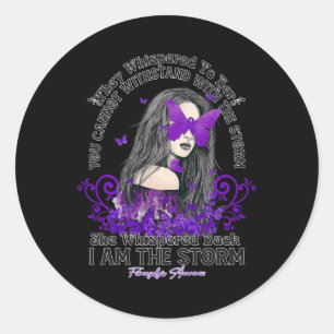 Fibromyalgia Awareness i'm the storm butterfly rib Classic Round Sticker