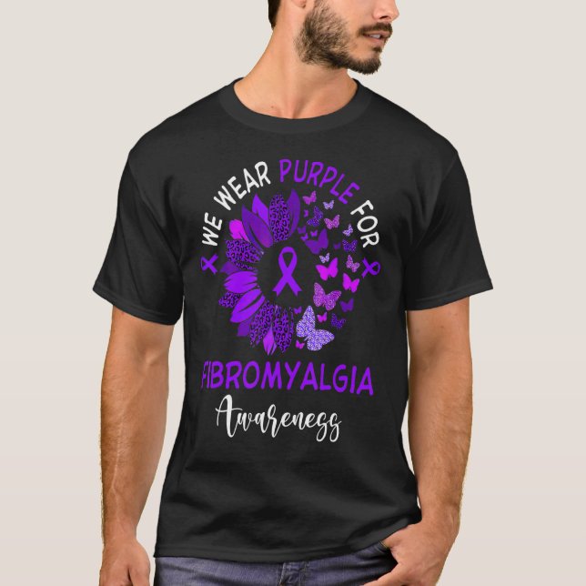 Fibromyalgia Awareness Leopard Sunflower T-Shirt (Front)