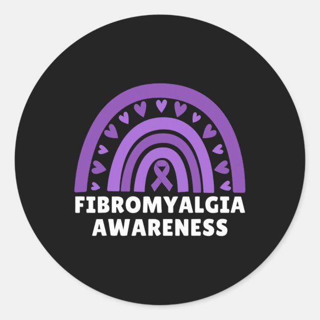 Fibromyalgia Awareness Men Women Cute Rainbow Fibr Classic Round Sticker (Front)