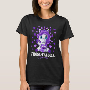 Fibromyalgia Awareness Month Purple Ribbon Unicorn T-Shirt