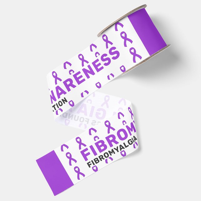 Fibromyalgia Awareness Pattern Ribbon Grosgrain Ribbon (Front+Back)