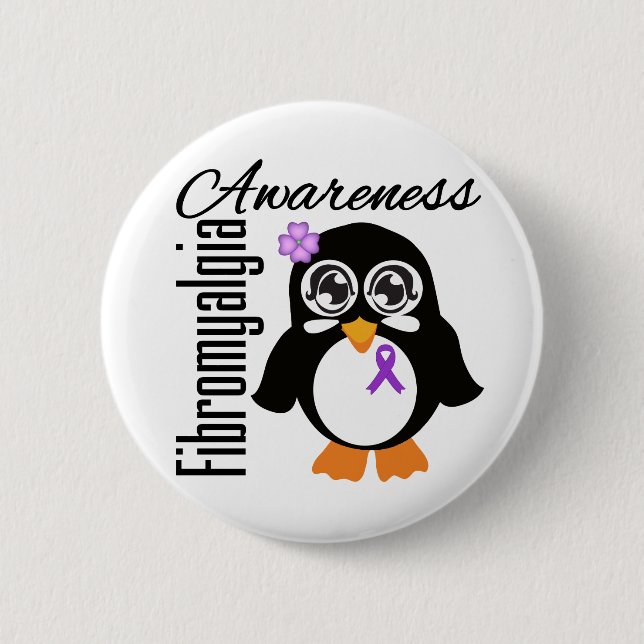 Fibromyalgia Awareness Penguin 6 Cm Round Badge (Front)