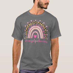 Fibromyalgia Awareness Pink Heart Leopard Rainbow  T-Shirt