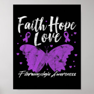 Fibromyalgia Awareness Purple Butterfly Fibro Warr Poster