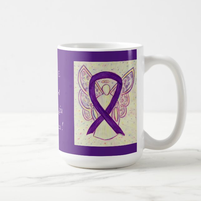 Fibromyalgia Awareness Ribbon Angel Custom Mug (Right)