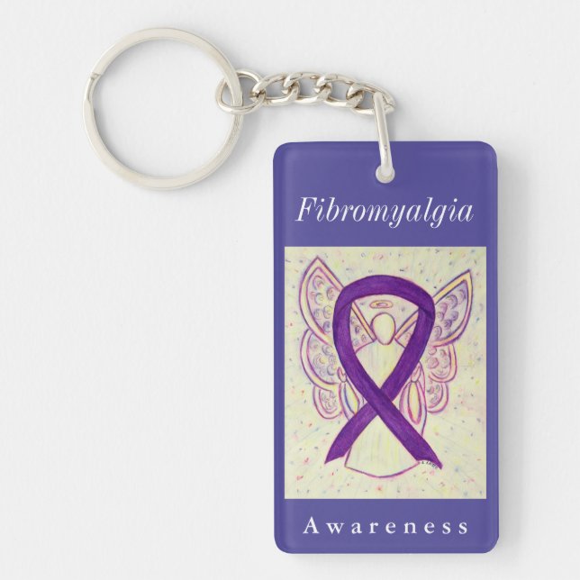 Fibromyalgia Awareness Ribbon Angel Key Chain (Front)