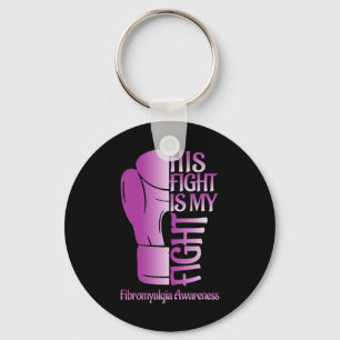 Fibromyalgia Awareness Ribbon Boxing Gloves Fibro Key Ring
