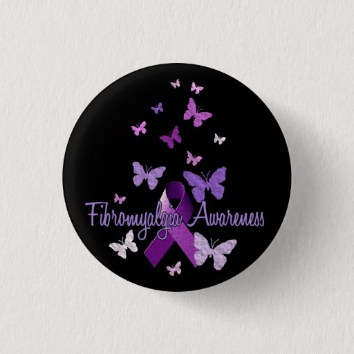 Image of Fibromyalgia Awareness (ribbon & butterflies) 3 Cm Round Badge