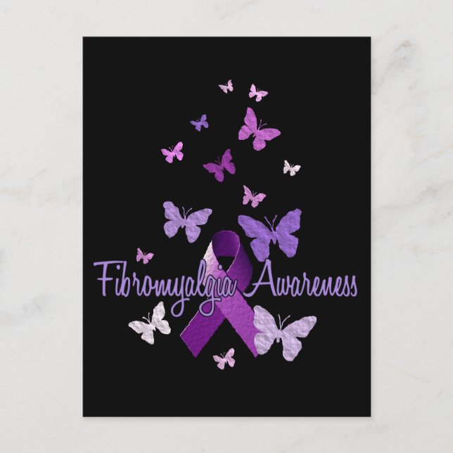 Fibromyalgia Awareness (ribbon & butterflies) Postcard (Front)