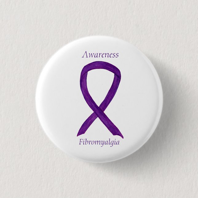 Fibromyalgia Awareness Ribbon Custom Art Pin (Front)