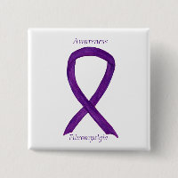 Fibromyalgia Awareness Ribbon Custom Art Pin
