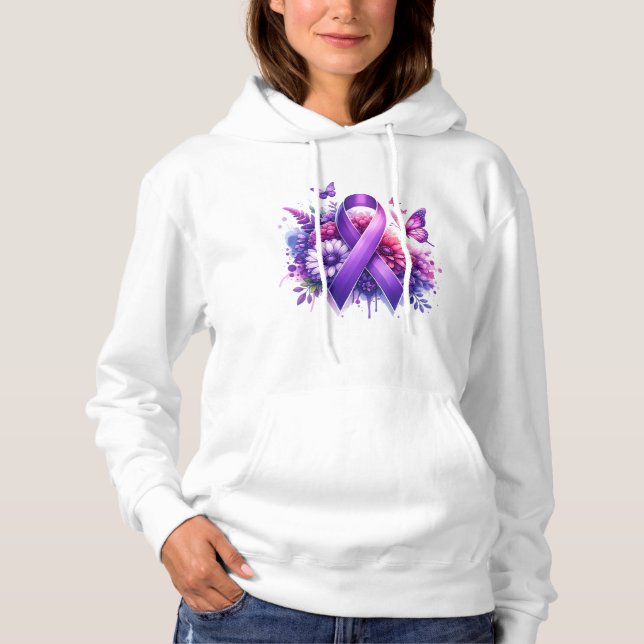 Fibromyalgia Awareness Ribbon Hoodie (Front)