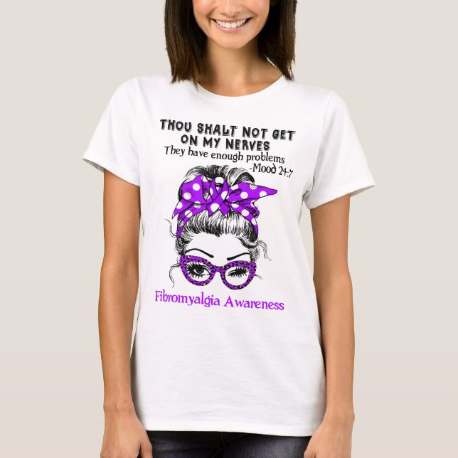 Fibromyalgia Awareness Ribbon Support Gifts T-Shirt (Front)