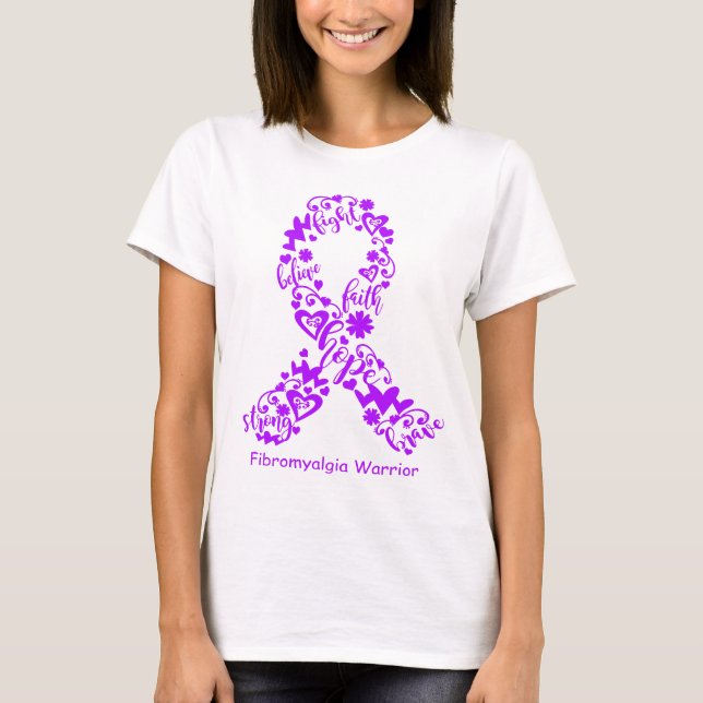 Fibromyalgia Awareness Ribbon Support Gifts T-Shirt (Front)